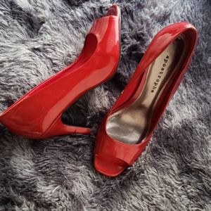 Red Peeptoe Heels by Apostrophy